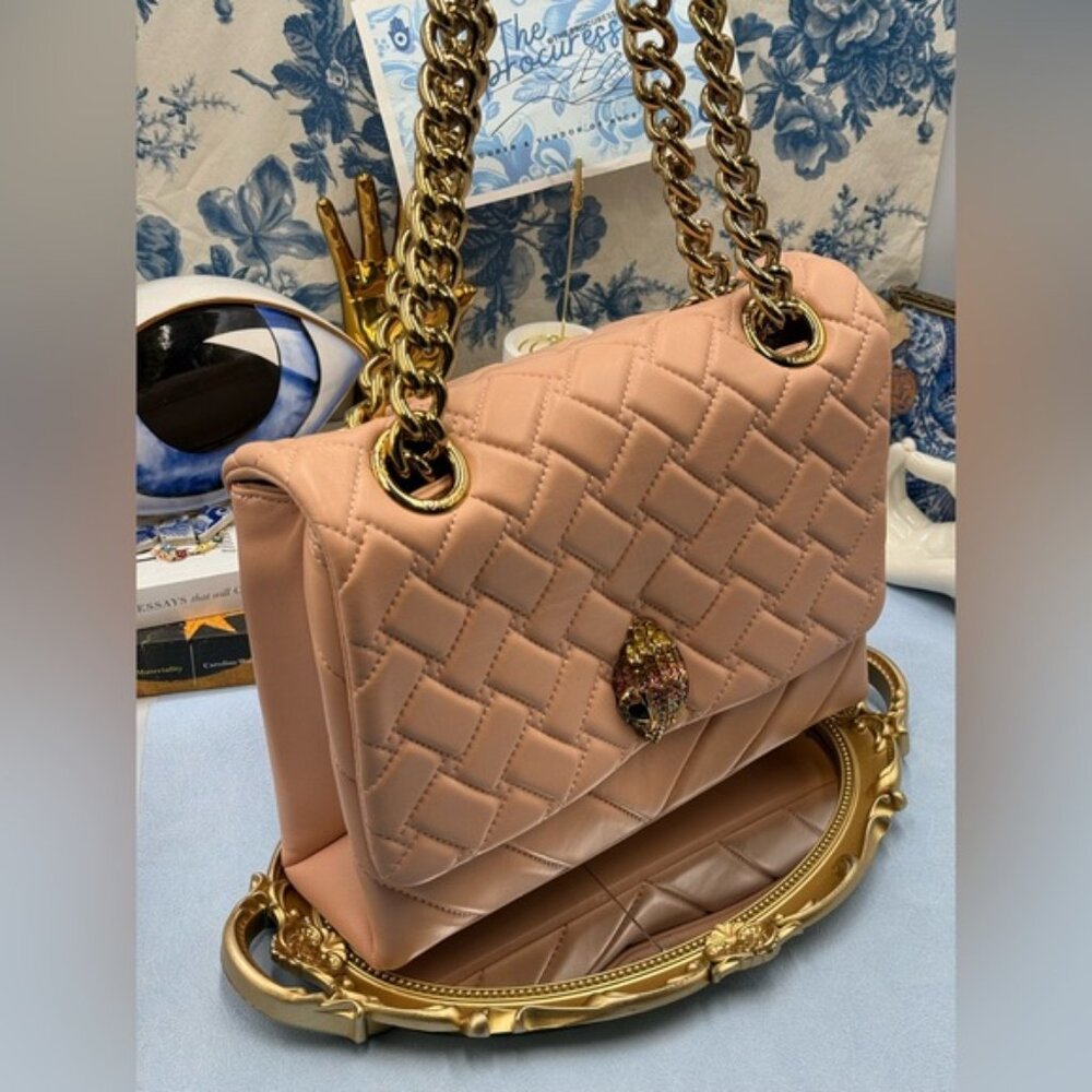 🆕 KURT GEIGER LONDON 🧿 NWOT Large Kensington Long Flap East West Bag, Peach - Picture 3 of 16
